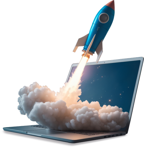 Rocket launching from laptop